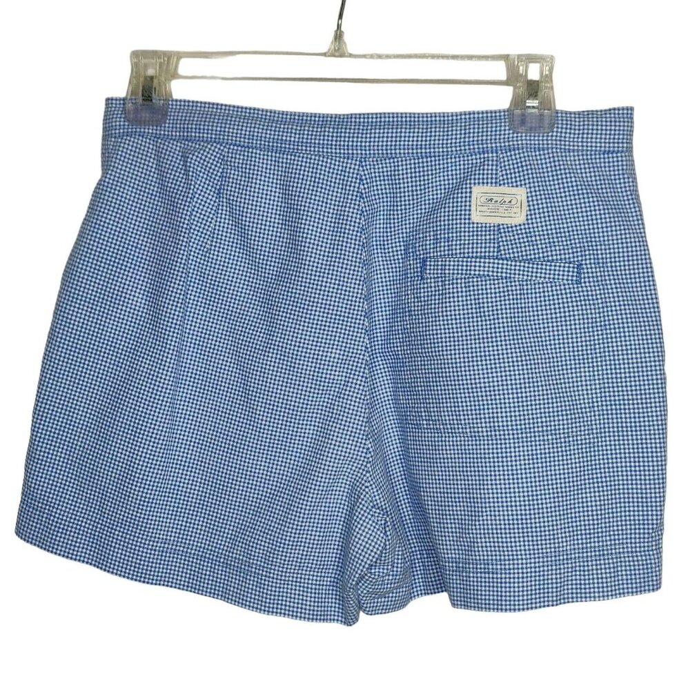 Vintage Ralph Lauren Womens Shorts Sz 6 Blue White Check Gingham Drawstring - Picture 2 of 6